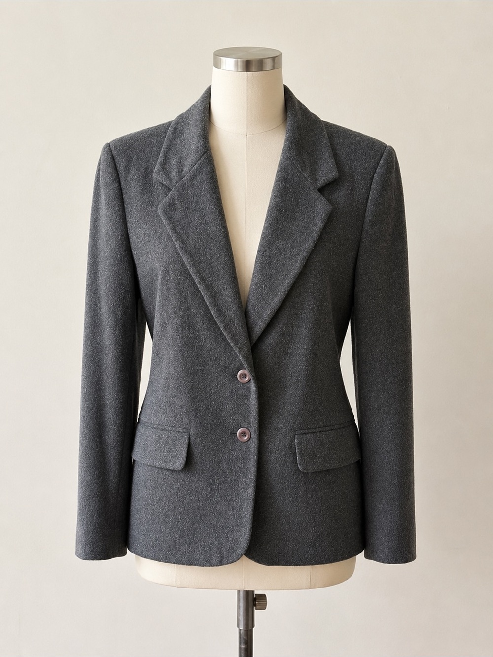 Vintage Lord & Taylor Charcoal Gray Wool Cashmere Blazer Jacket Size 10